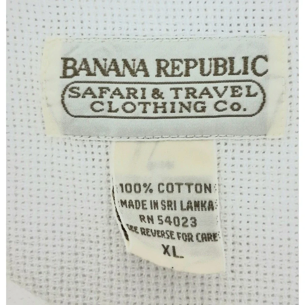Banana Republic Safari & Travel Shirt Men's XL White Cotton Short Sleeve Button